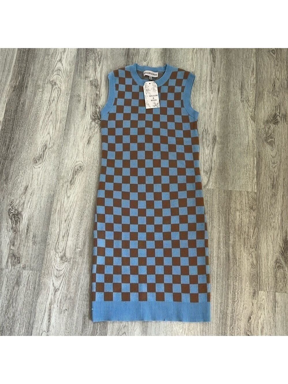 NWT checkered retro 90s vibe knit dress - Picture 1 of 7